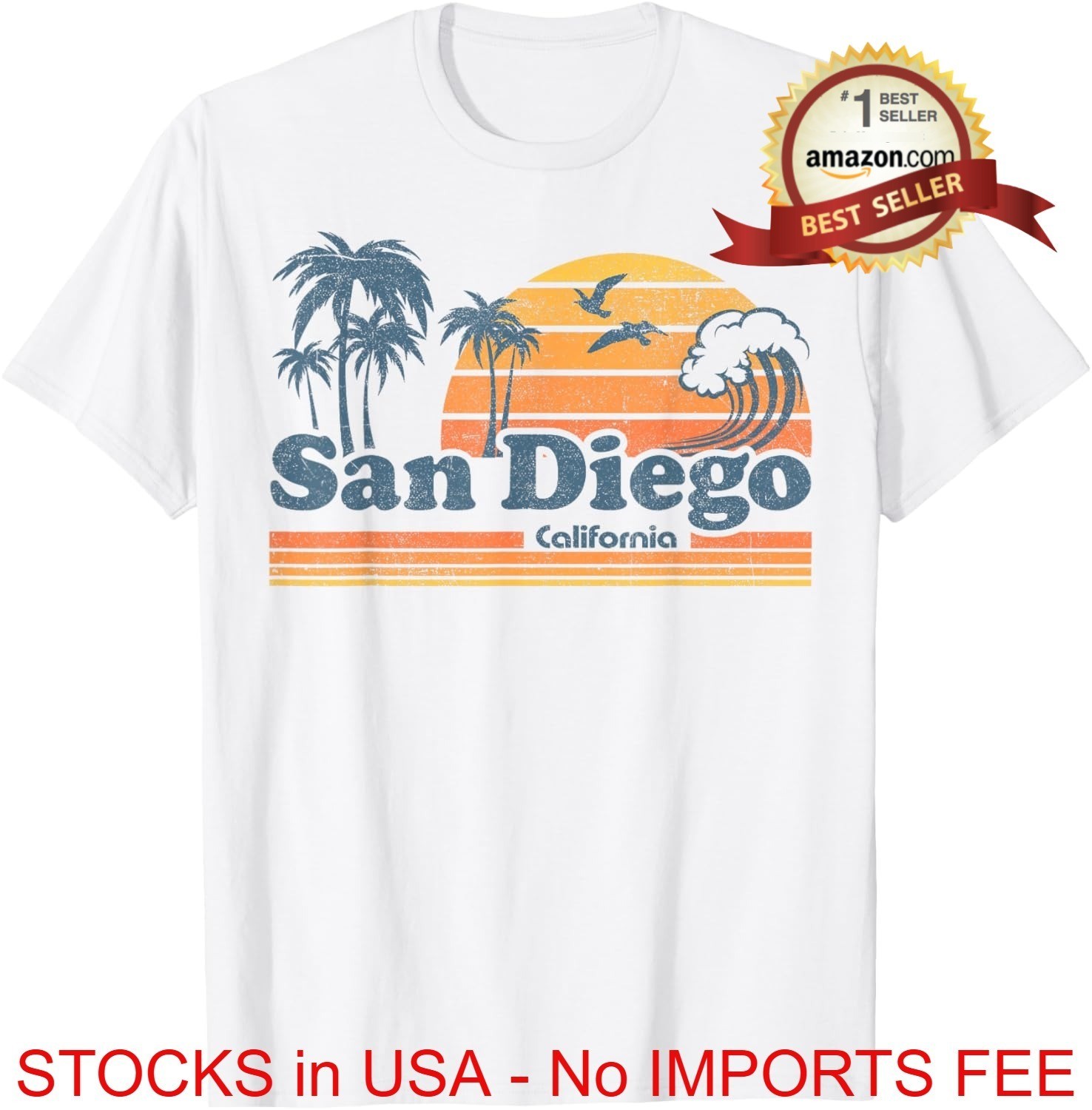 San Diego California Beach T-Shirt S-4XL Cute Vintage Cali Retro Vacation Gift