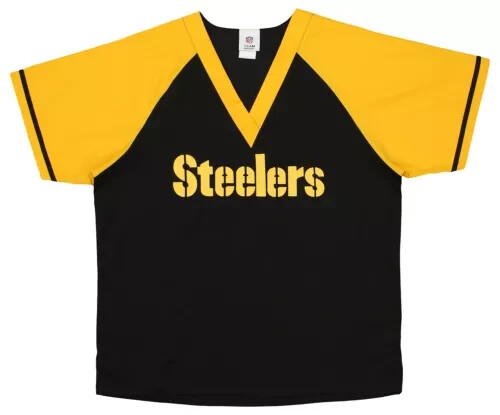 NFL Pittsburgh Steelers Scrub Dudz Top Raglan Uniform Nurse Hospital Unisex M