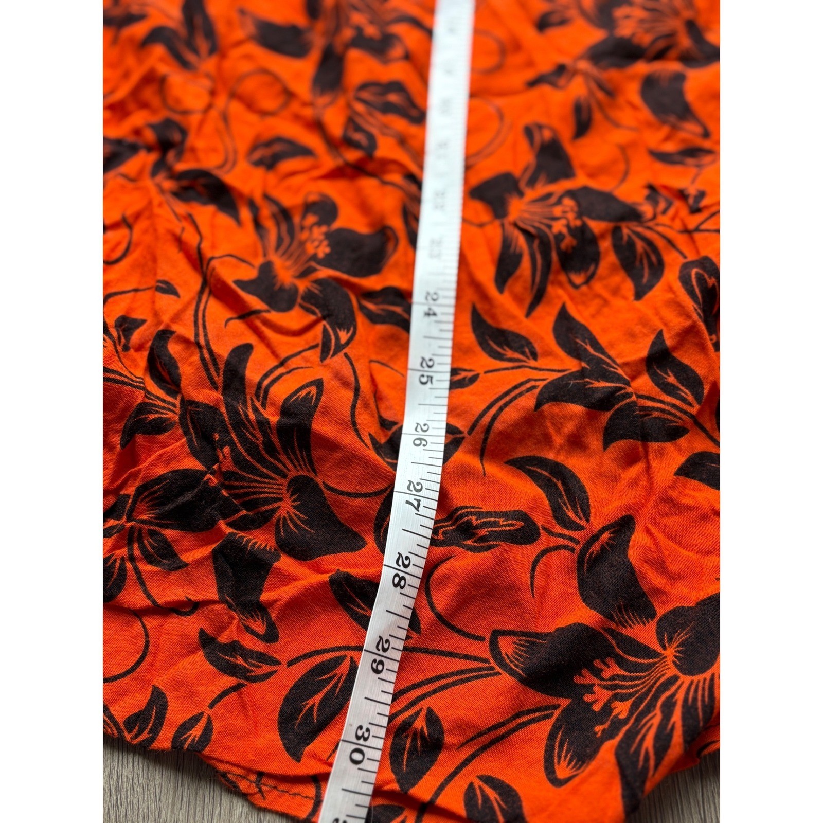 Raja Batik Orange Black Floral Rayon Sleeveless Mini Dress Made in Indonesia