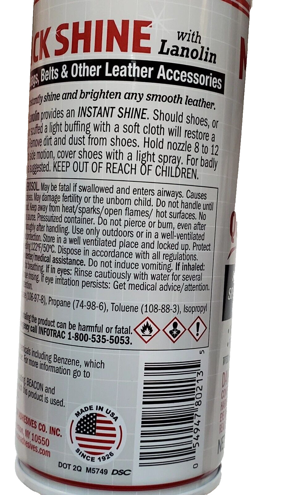 Master Quick Shine w/Lanolin Leather Shoe Boot Shine Spray No Buff 10 Oz. (284g)