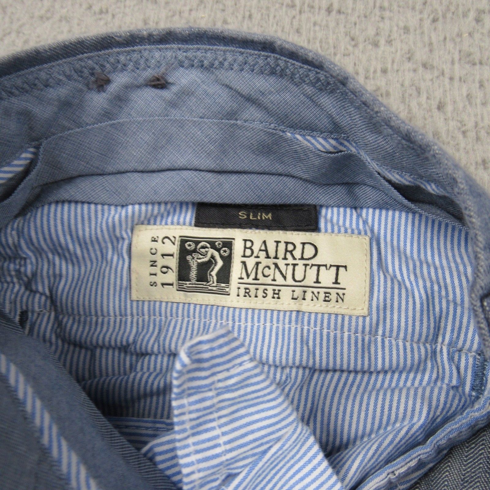 J.Crew Bowery Slim Baird McNutt Irish Linen Blue Herringbone Pants Mens 34×32