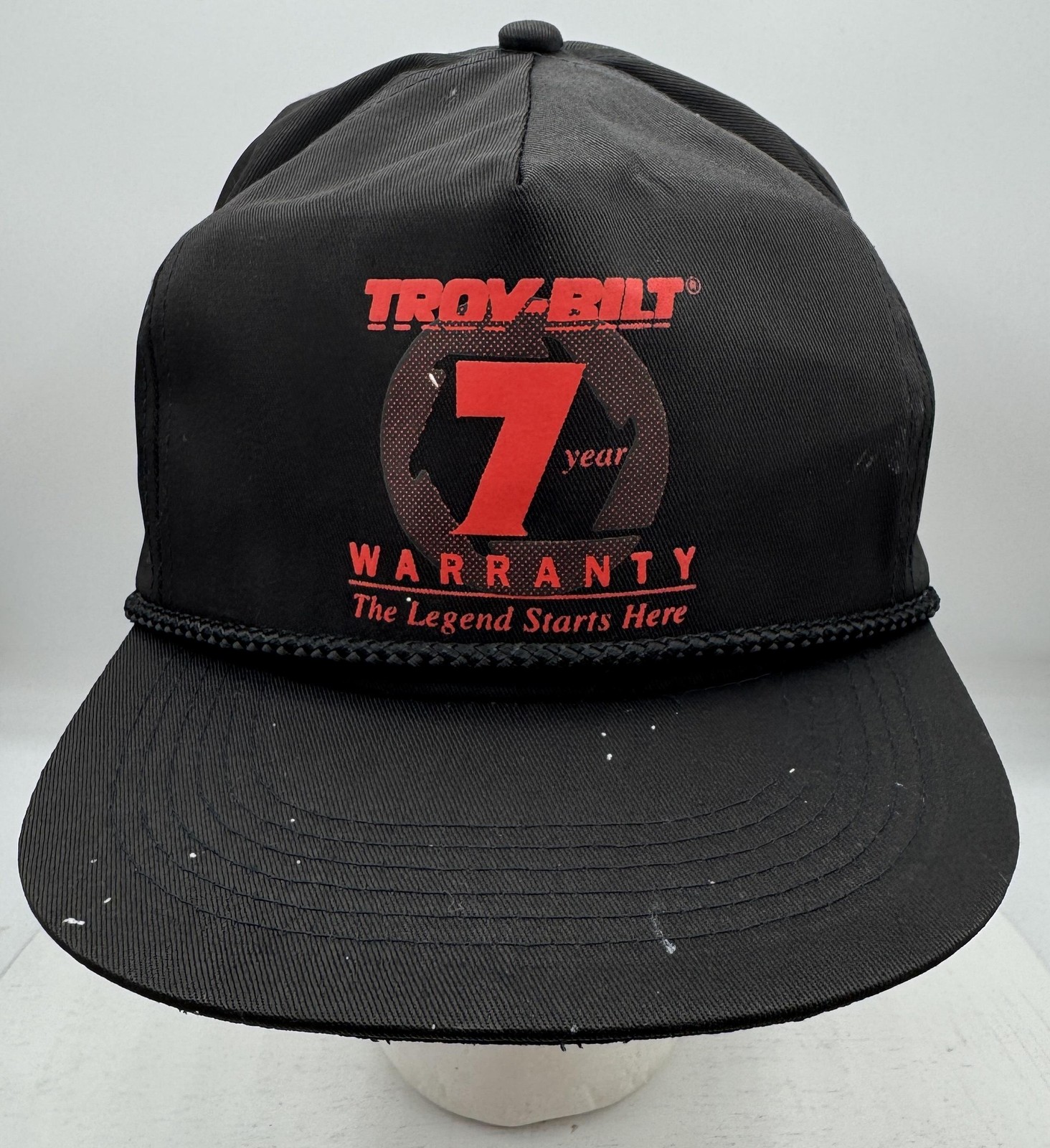 Vintage Troy-Bilt Hat Cap Snap Back One Size Black 7 Year Warranty Mens 80s