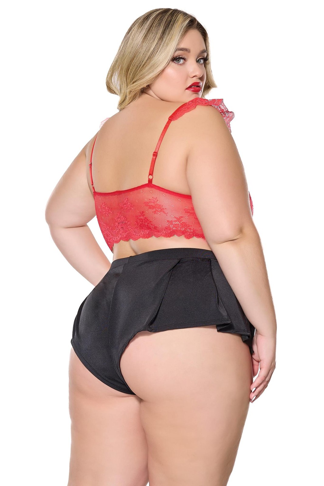 Coquette Diva Pleated Flutter Sleep Shorts Black