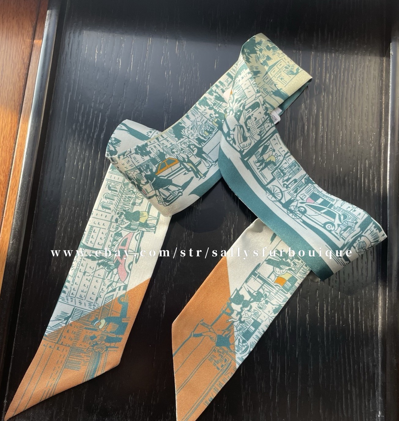 Quality 18 Momme Twill Silk Scarf Ribbon Street Print Necktie Headband 33″*2″