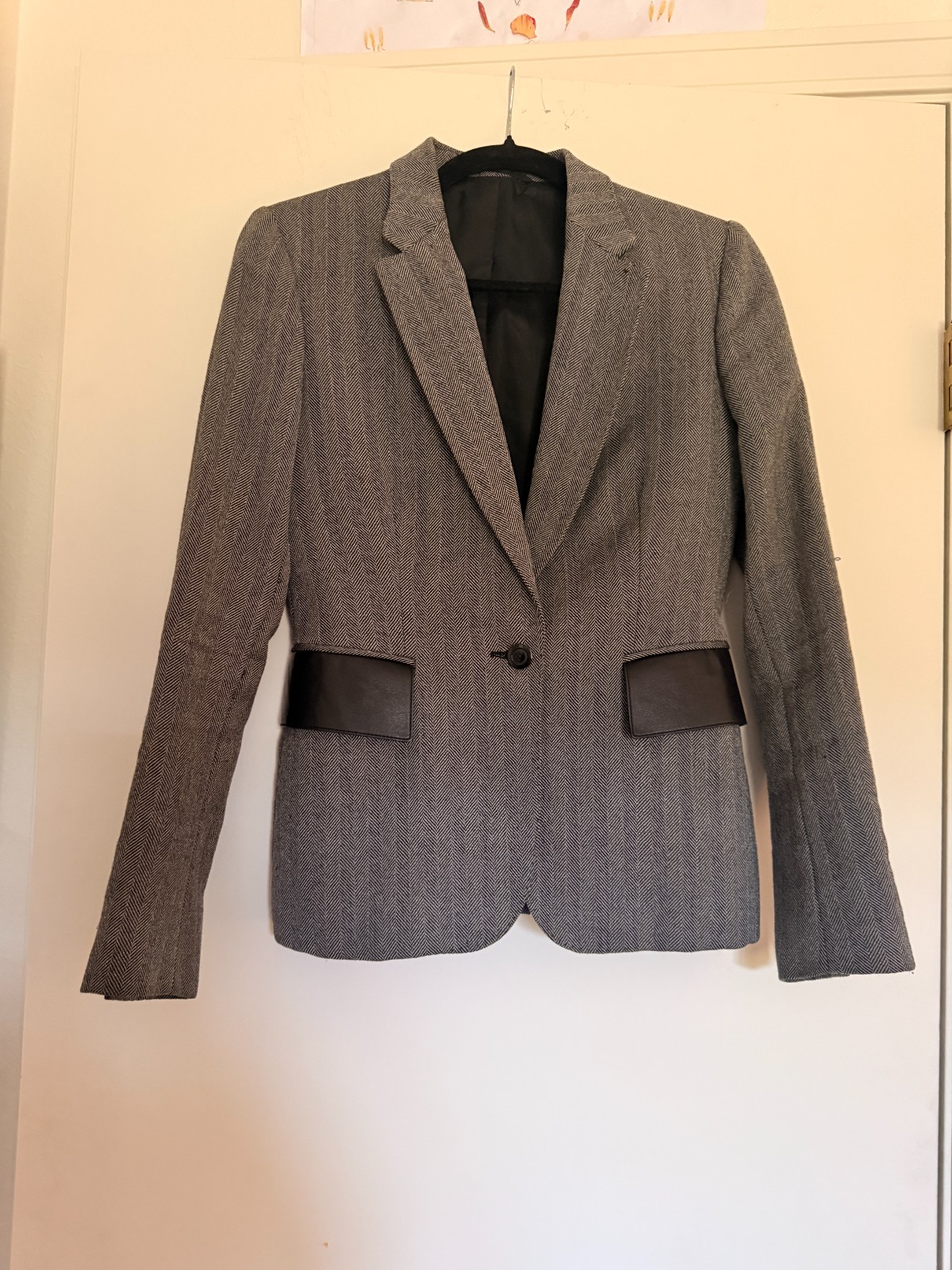 Tom Ford Gucci Black Ivory Herringbone Wool Leather Skirt Suit IT 40/42 US 6-8