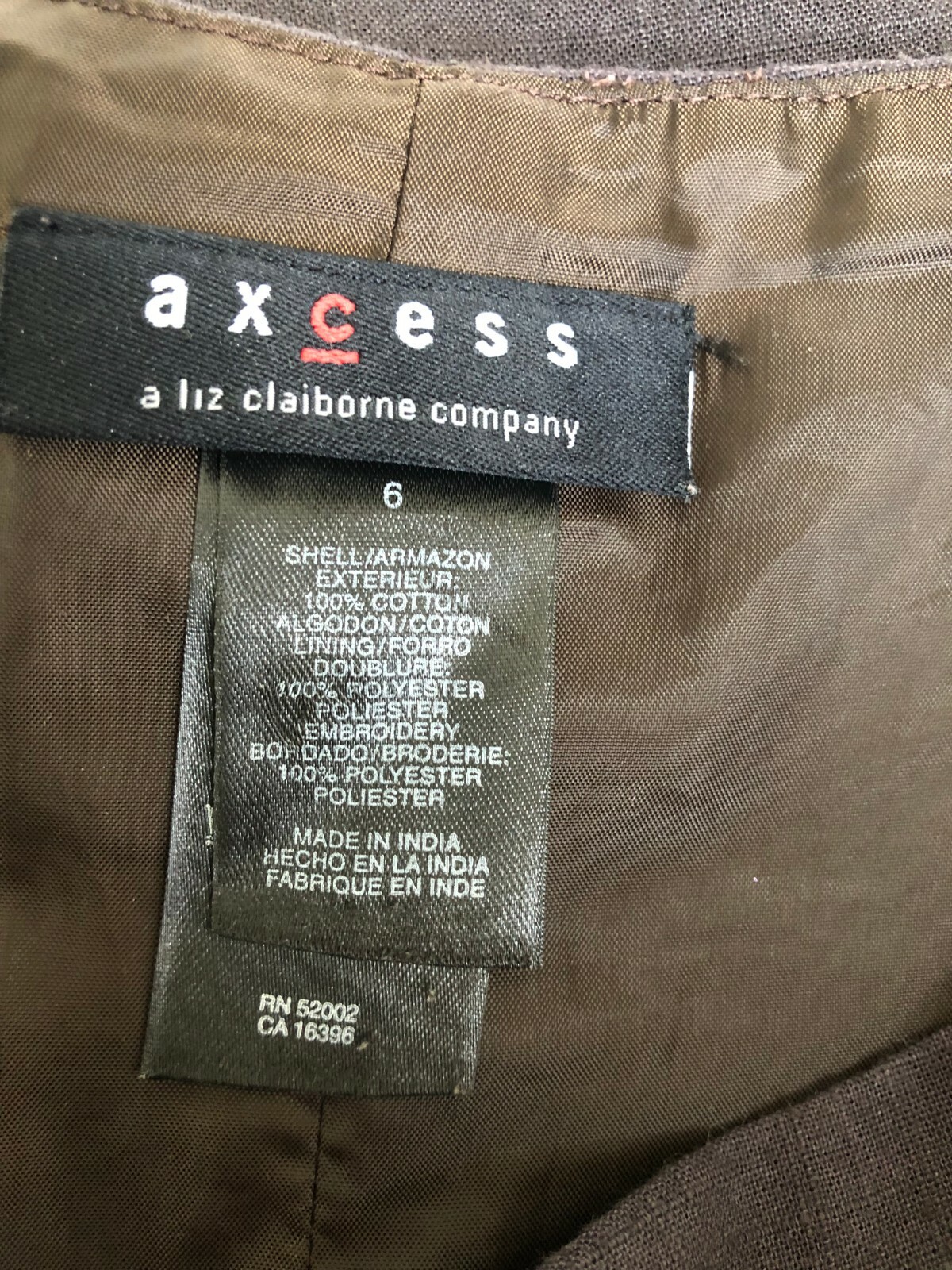 Axcess Liz Claiborne Floral Embroidered Skirt Size 6 Brown Lined Women’s