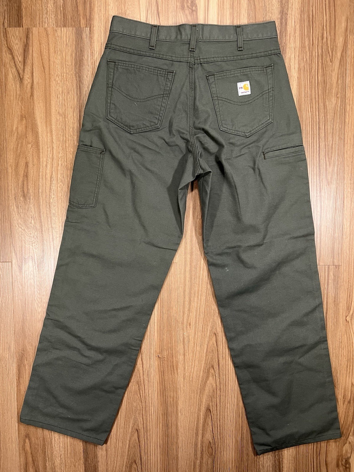 Carhartt FR Pants Mens 34×32 Green FRB159 MOS Relaxed Carpenter Canvas Workwear