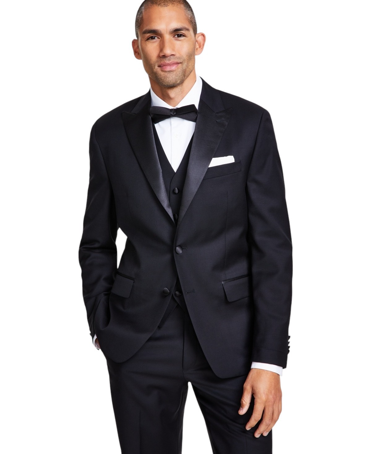Michael Kors Mens Classic fit Wool Tuxedo Jacket Blazer 42 R Black Solid Stretch