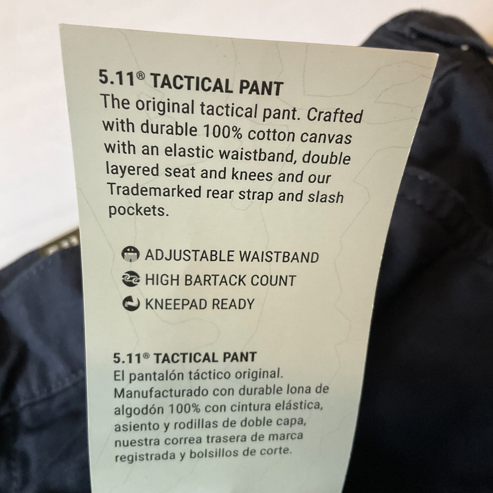 5 11 Tactical Pants Men Size W36 L30 Blue Pockets Adjustable Waist Relaxed 74251