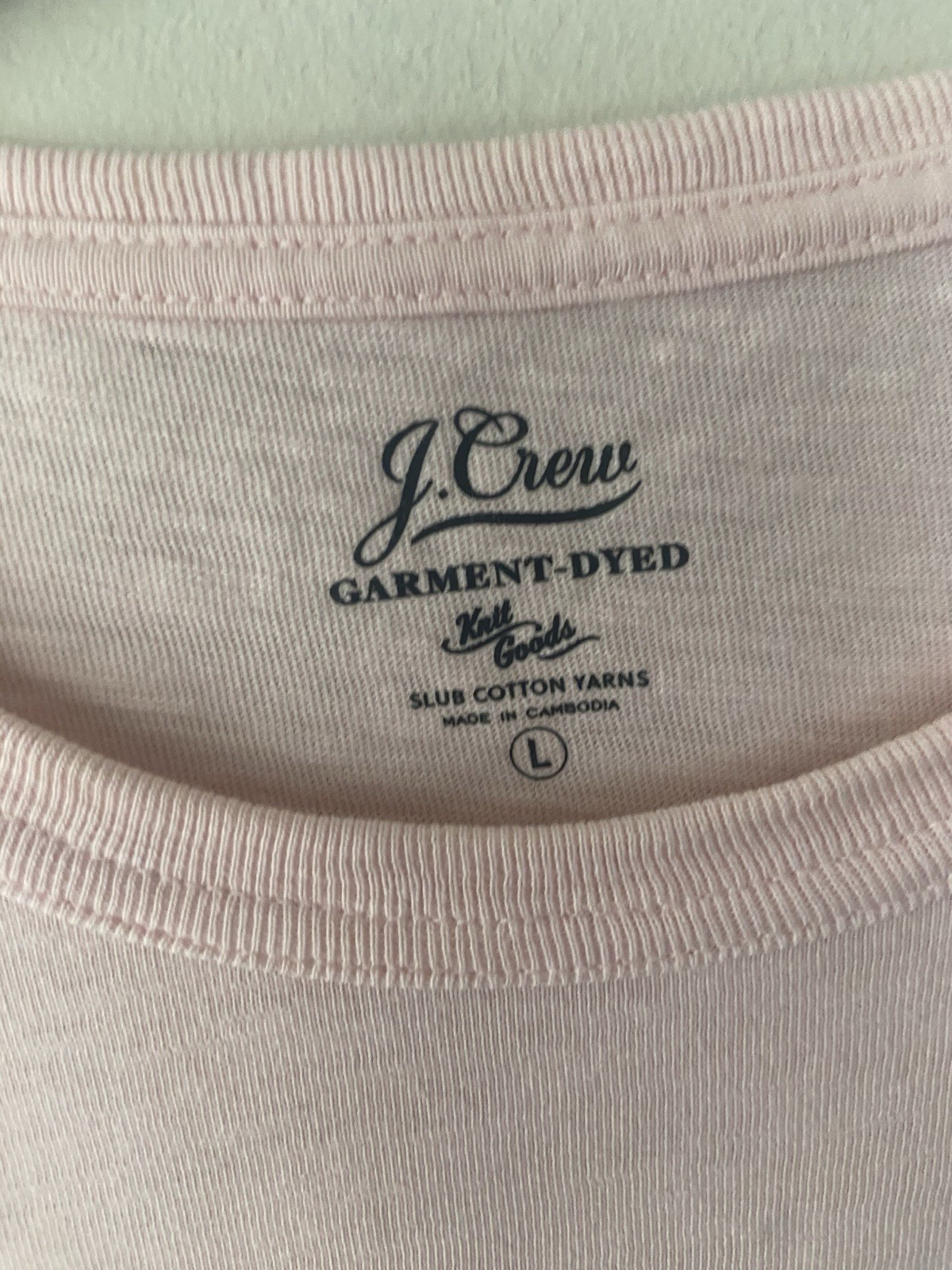 J. CREW L Garment Dyed Slub Cotton PINK mens Pocket T-SHIRT LARGE J1785 Preppy