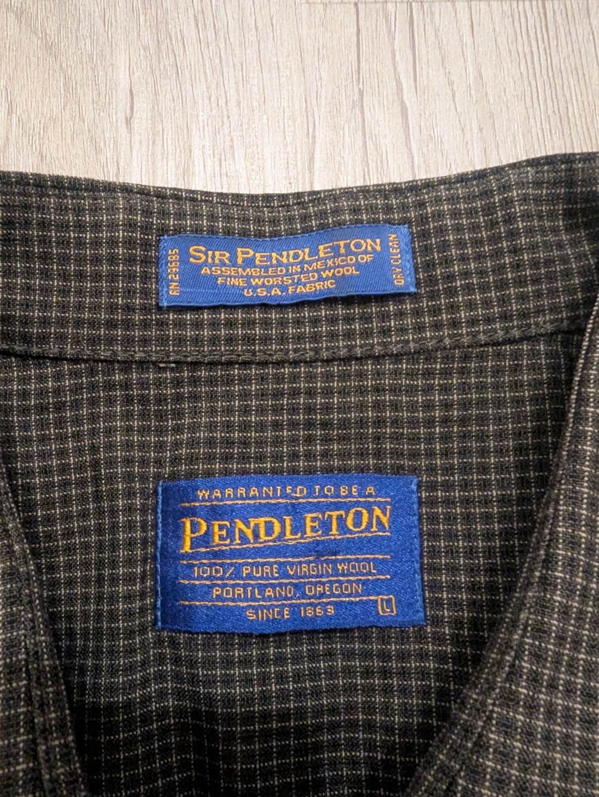 Pendleton Sir Pendleton Men’s L Brown Check Wool Worsted Button-Up Pockets