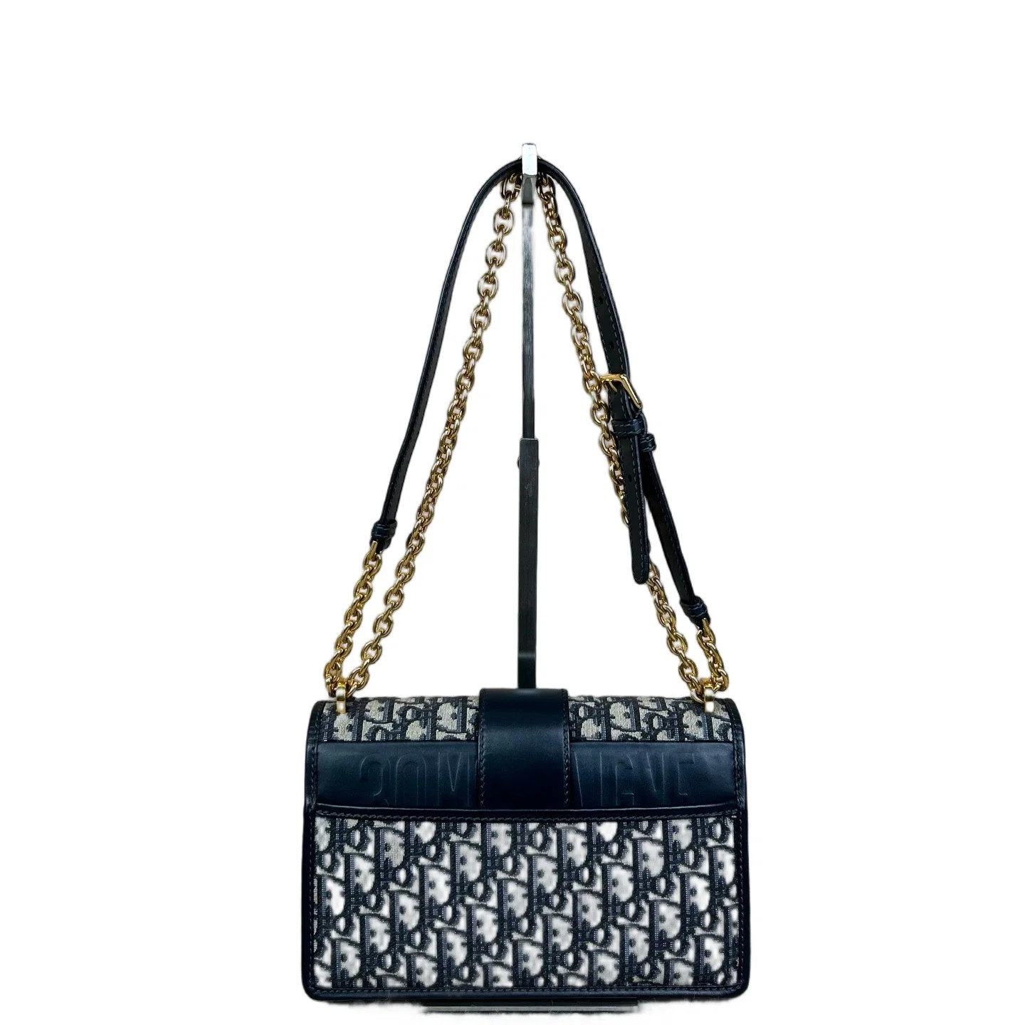 Dior 30 Montaigne Chain Flap Bag Beige Navy Black Oblique (dh072426e1r)