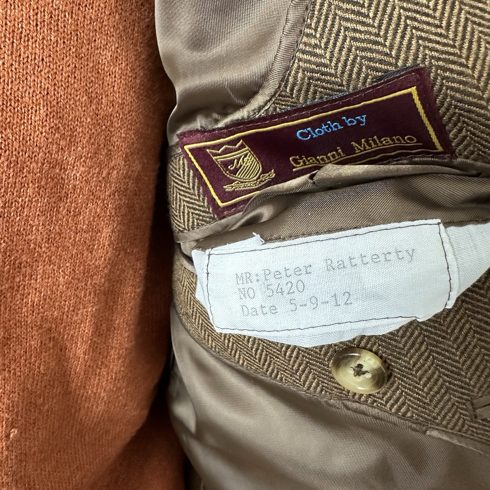 Bespoke Tweed Sport Coat 42R Brown Herringbone Ash Tailor Wool Jacket Tailored