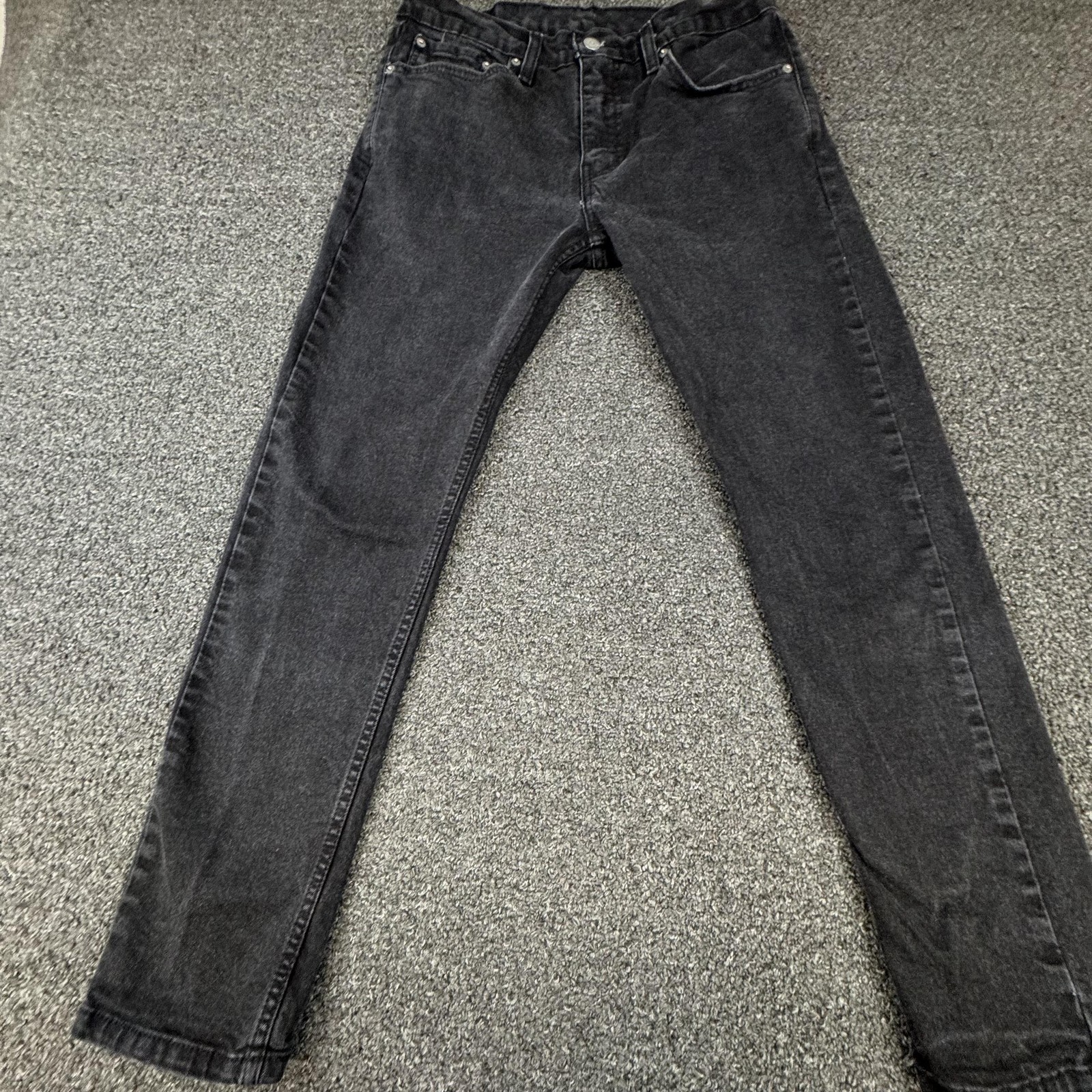 Levis Jeans Mens 32×28 Black Straight Denim Charcoal Wash Cotton Regular Fit