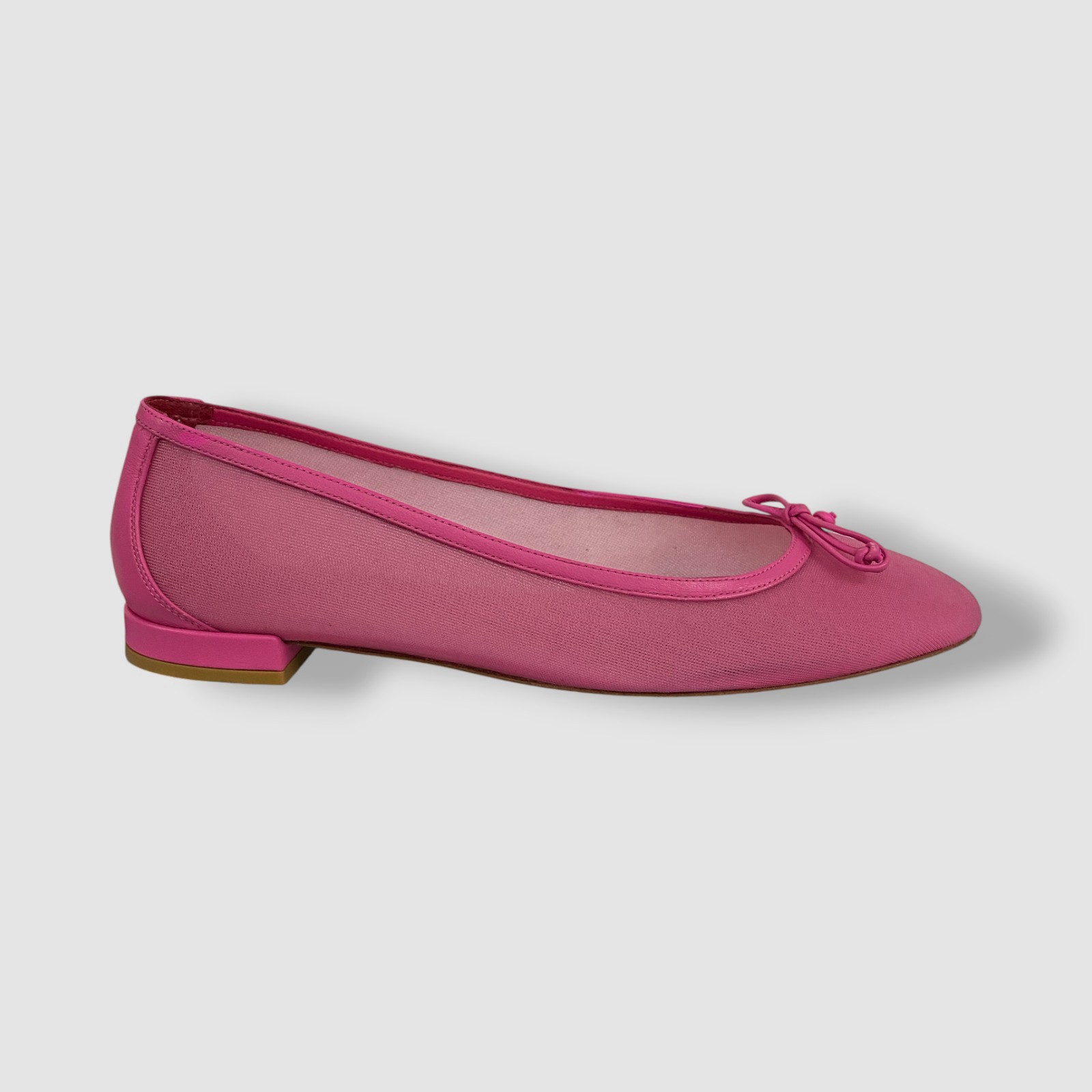 Stuart Weitzman Women’s Pink Arabella Leather Mesh Ballet Flat Shoes Size 9