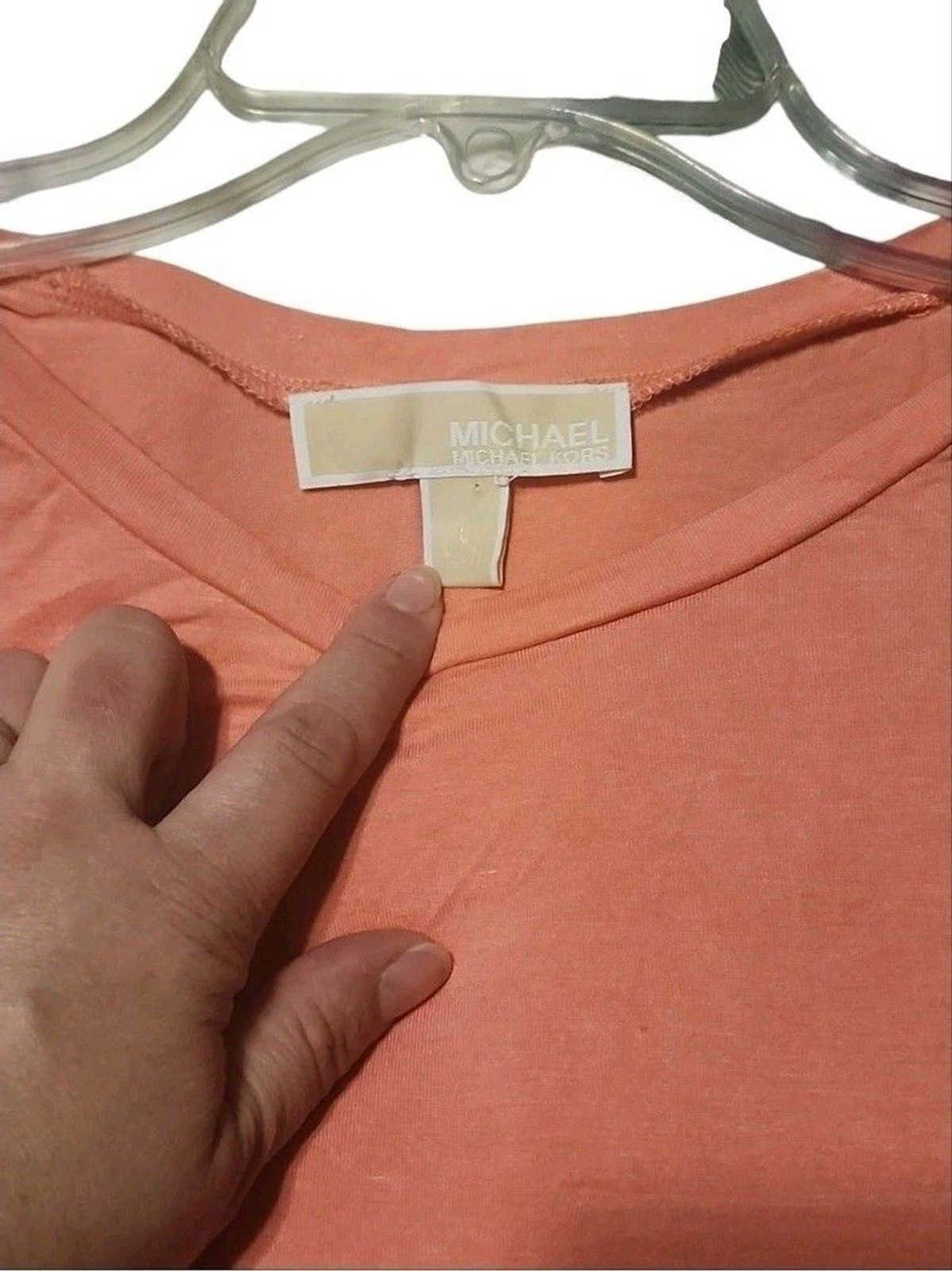 Michael Kors Women’s Tank Top Large Pink Coral Sleeveless Layered Hem Blouse