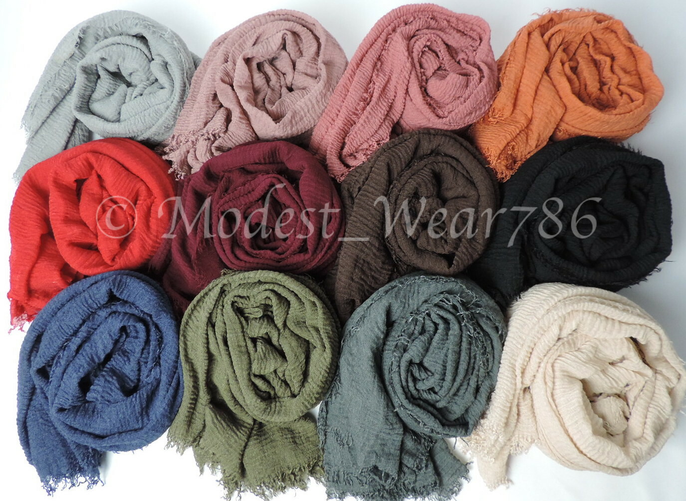 Premium Viscose Maxi Crinkle Hijab Scarf Shawl Islam Muslim Headcover 180x100cm