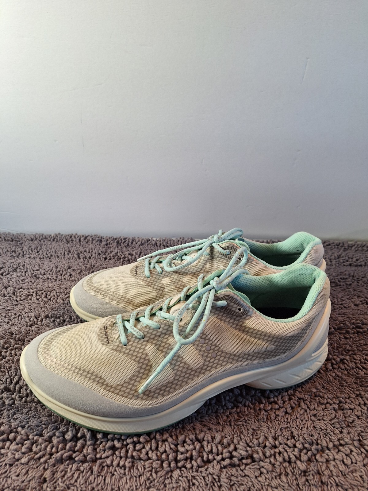 Ecco Biam Sneakers Womans 8 Gray Mint Green Crossfit Athletic Athlesier Active