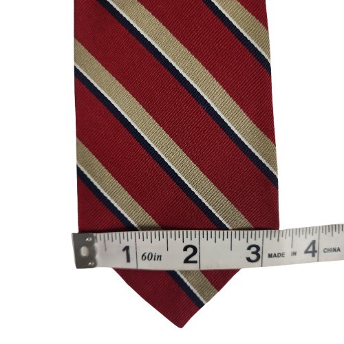 Vtg. Ferrell Reed/Jack Henry Red Tan Black White Classic Stripe Tie 100% Silk