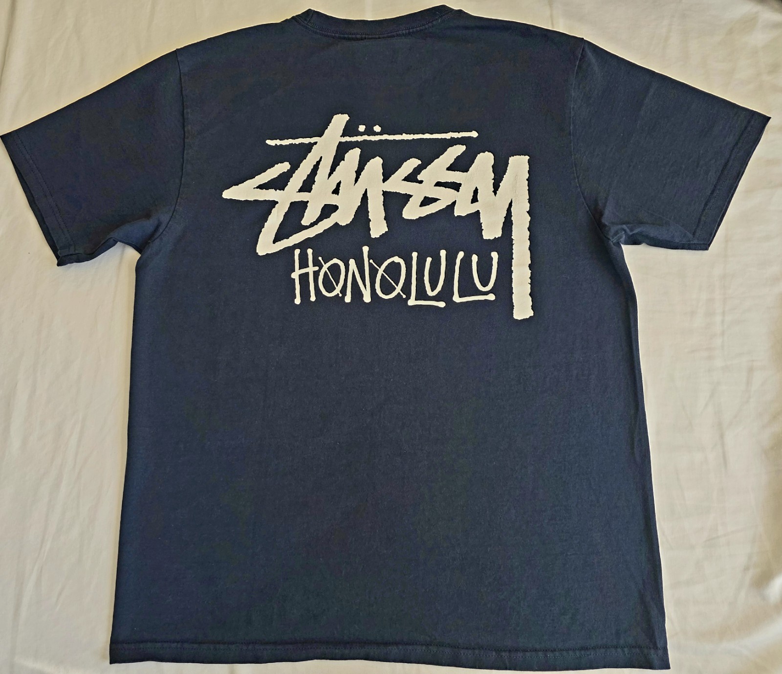 Stussy Honolulu Chapter T-shirt NAVY MEDIUM Gently Used