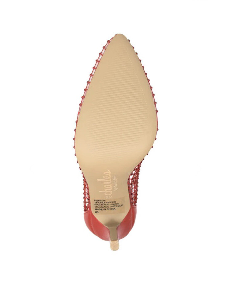 CHARLES BY CHARLES DAVID Rhinestone Mesh Vinyl Heels Fiery Red Women’s Size 7.5