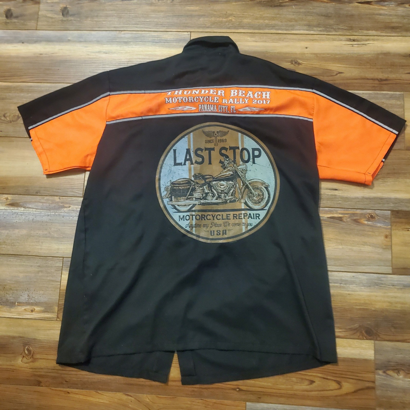 Biker Apparel Thunder Beach Motorcycle Rally 2017 Shirt Mens XL Mechanic Black