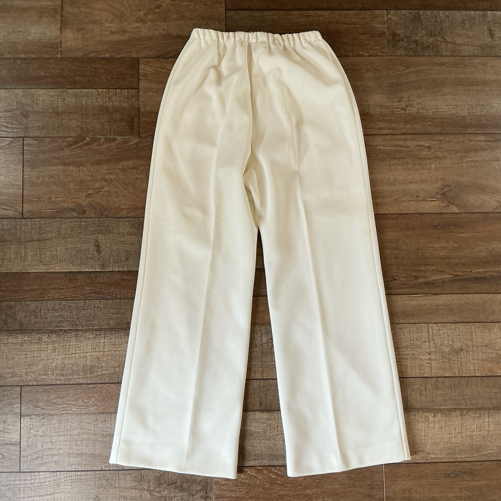 70s VINTAGE Dalton Trevira 100% Polyester Cream Wide Leg Pants Size 12 #7E4