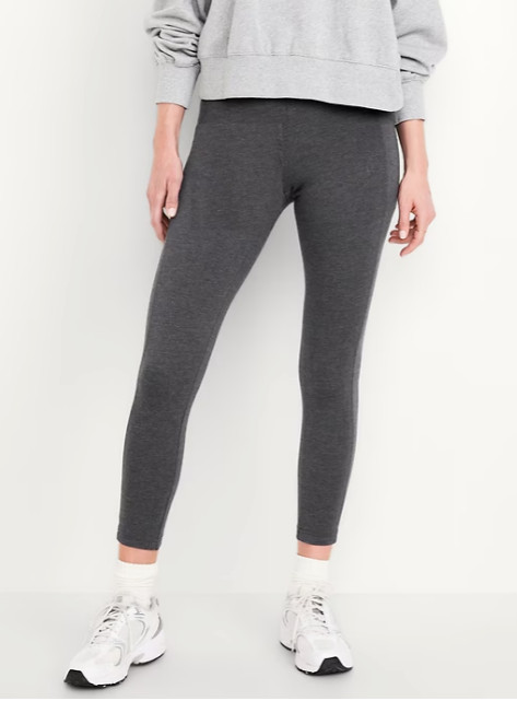 Old Navy High Waisted Side Pocket 7/8 Fashion Layering Legging Dark Gray Large