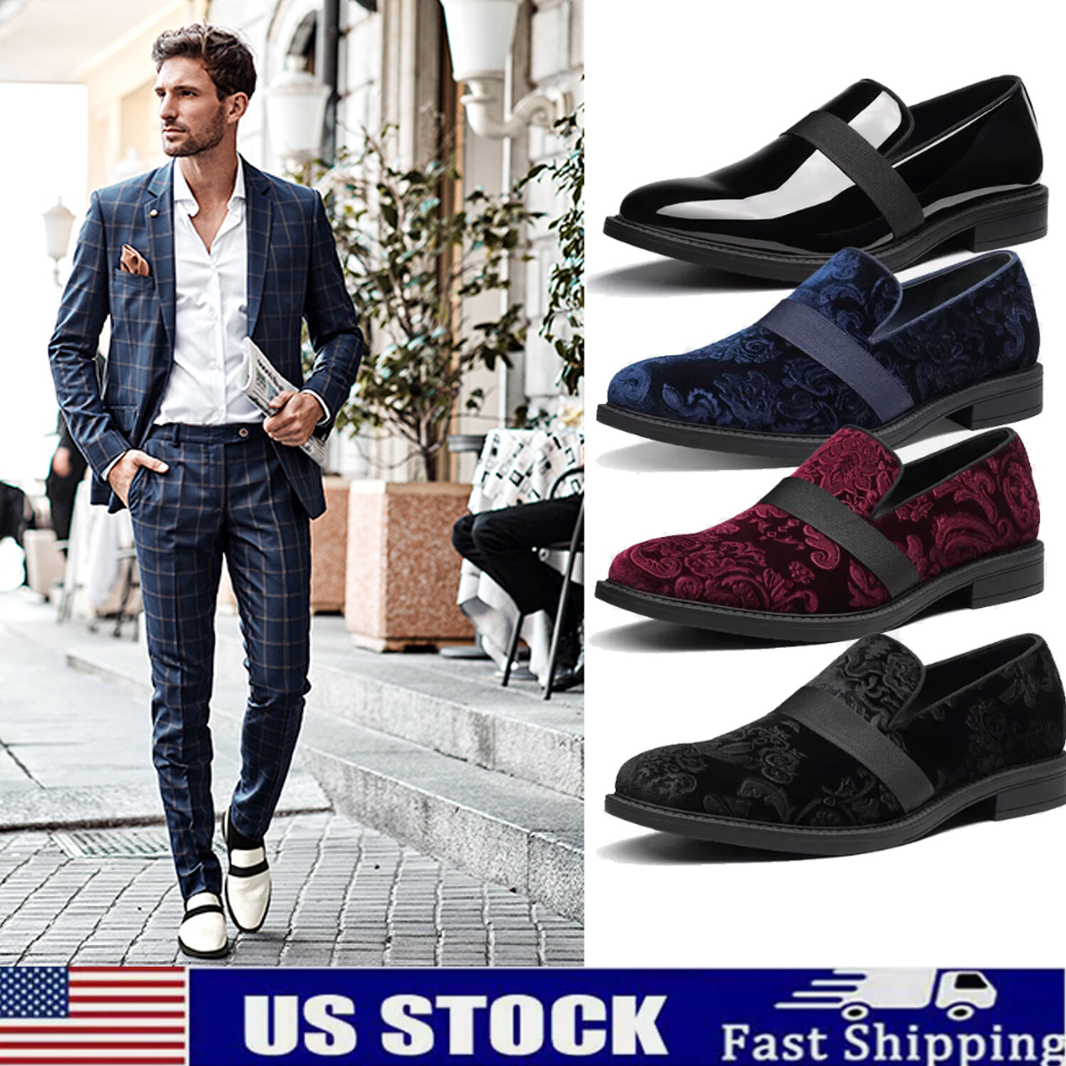 Bruno Marc Men’s Dress Tuxedo Shoe Slip-on Patent Leather Loafer Versatile Style