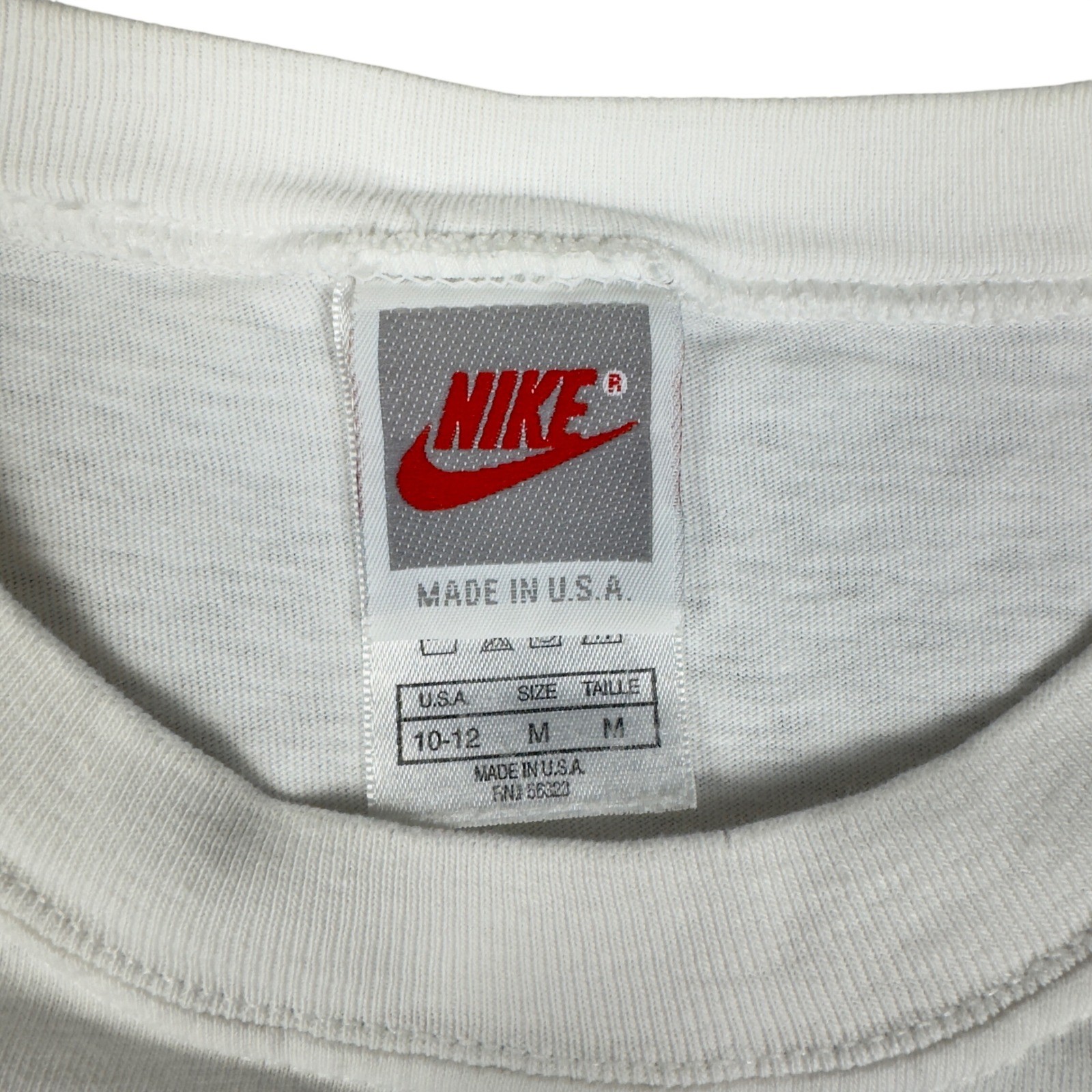 Vtg Nike USA Made Graphic T Shirt Youth M / Adult Slim S White 90s Abstract Logo