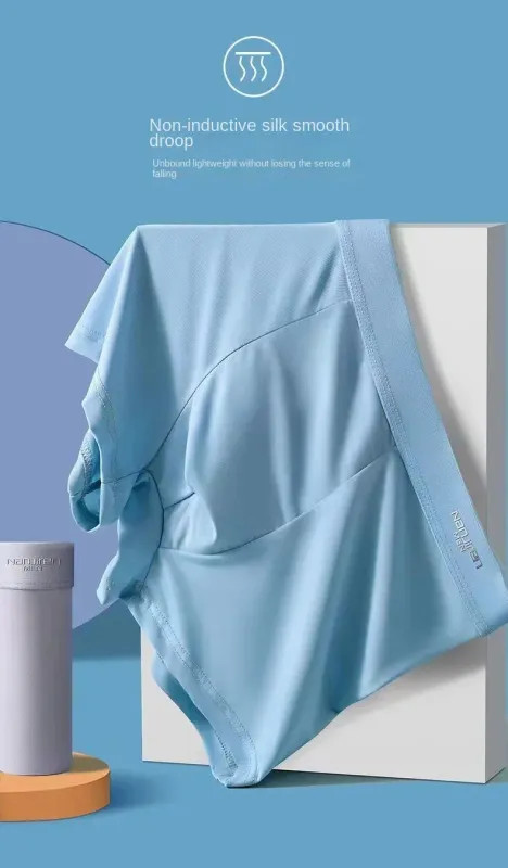 4pcs Men’s Ice Silk Boxer Shorts Underwear Breathable Thin U Convex L-6XL