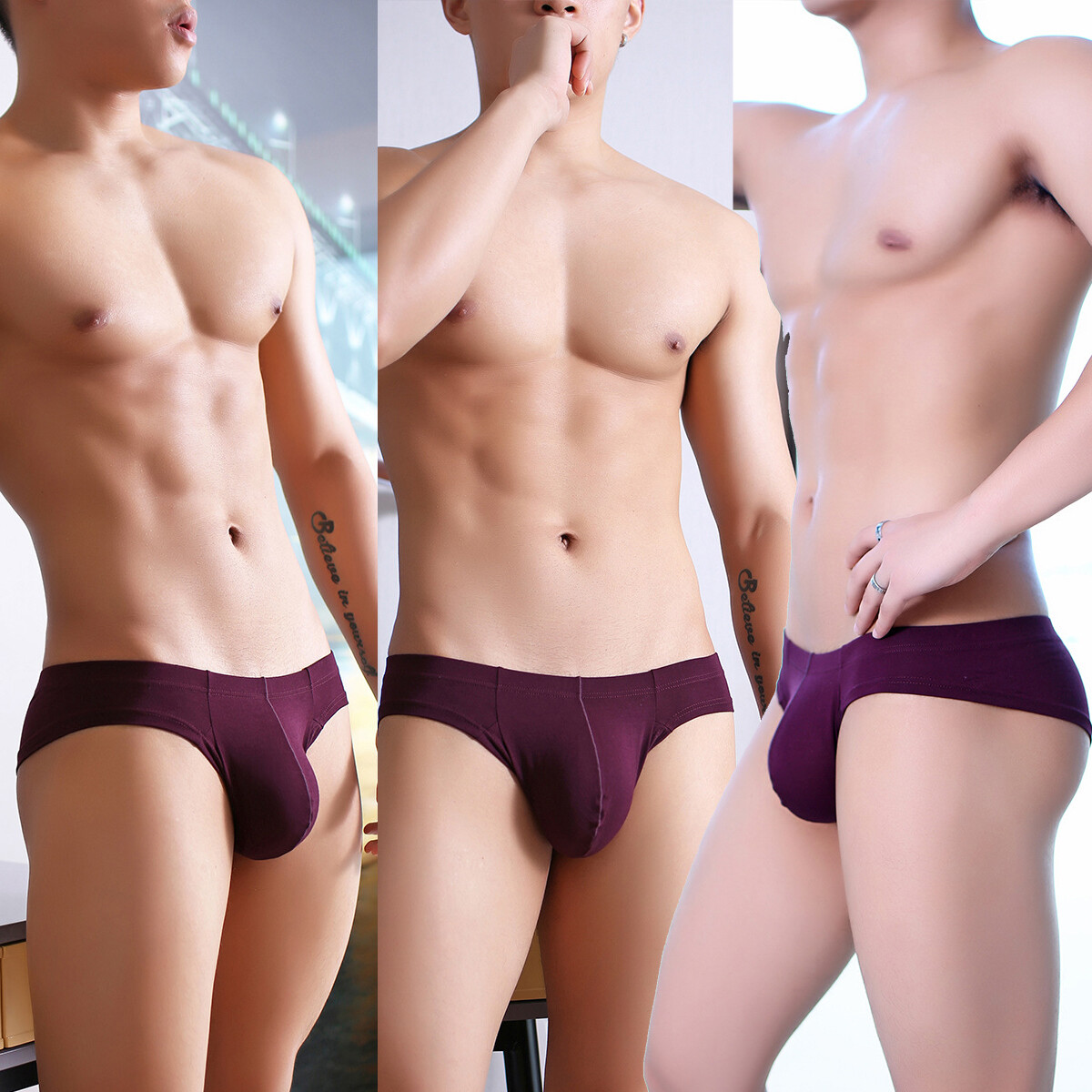 Men Boxer Briefs Panties Underwear Sexy Low Rise Breathable U Pouch Underpants