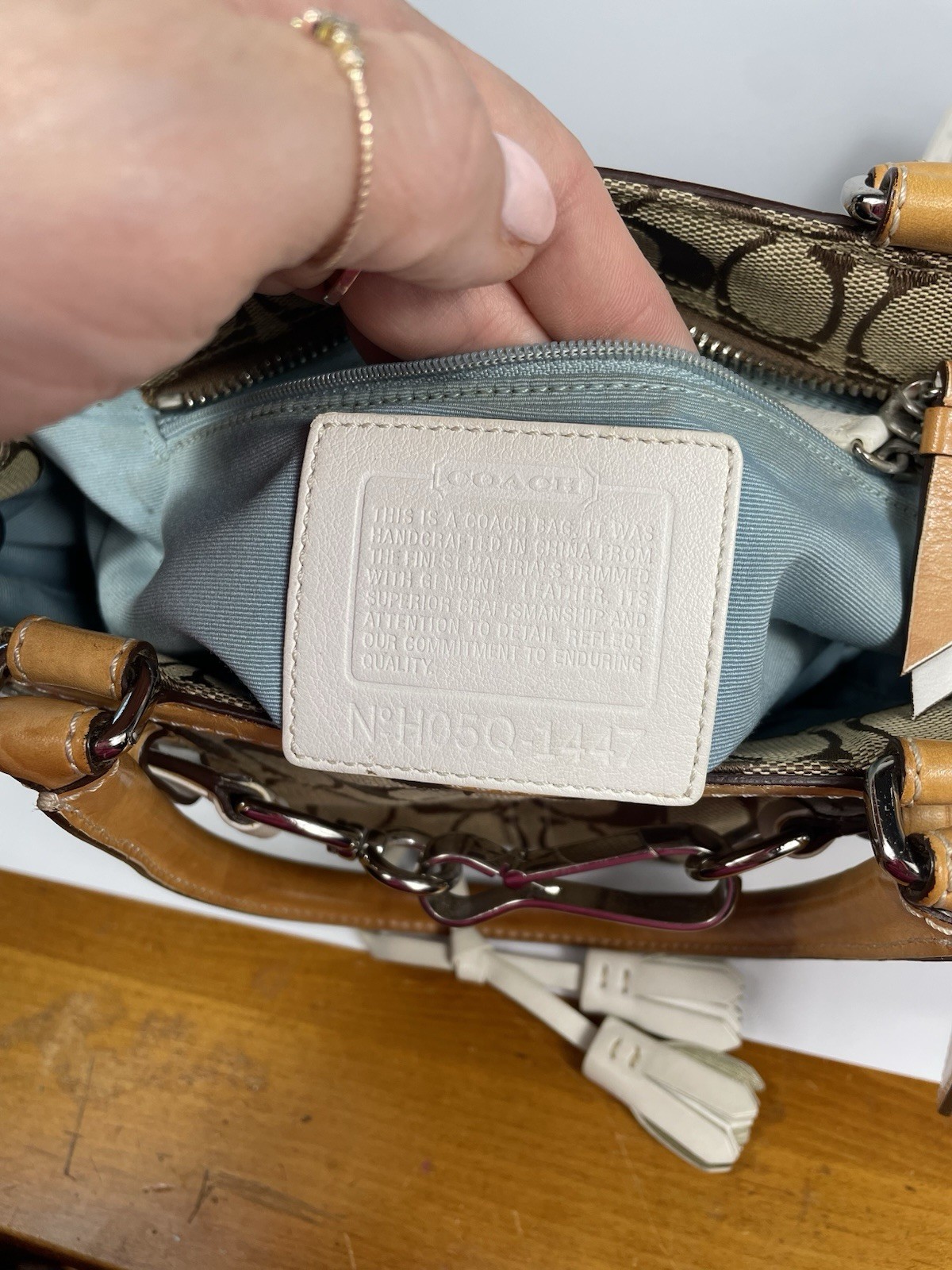 Coach Vintage Hampton Tassel Satchel 1447 Jacquard Canvas Leather COA & Wallet