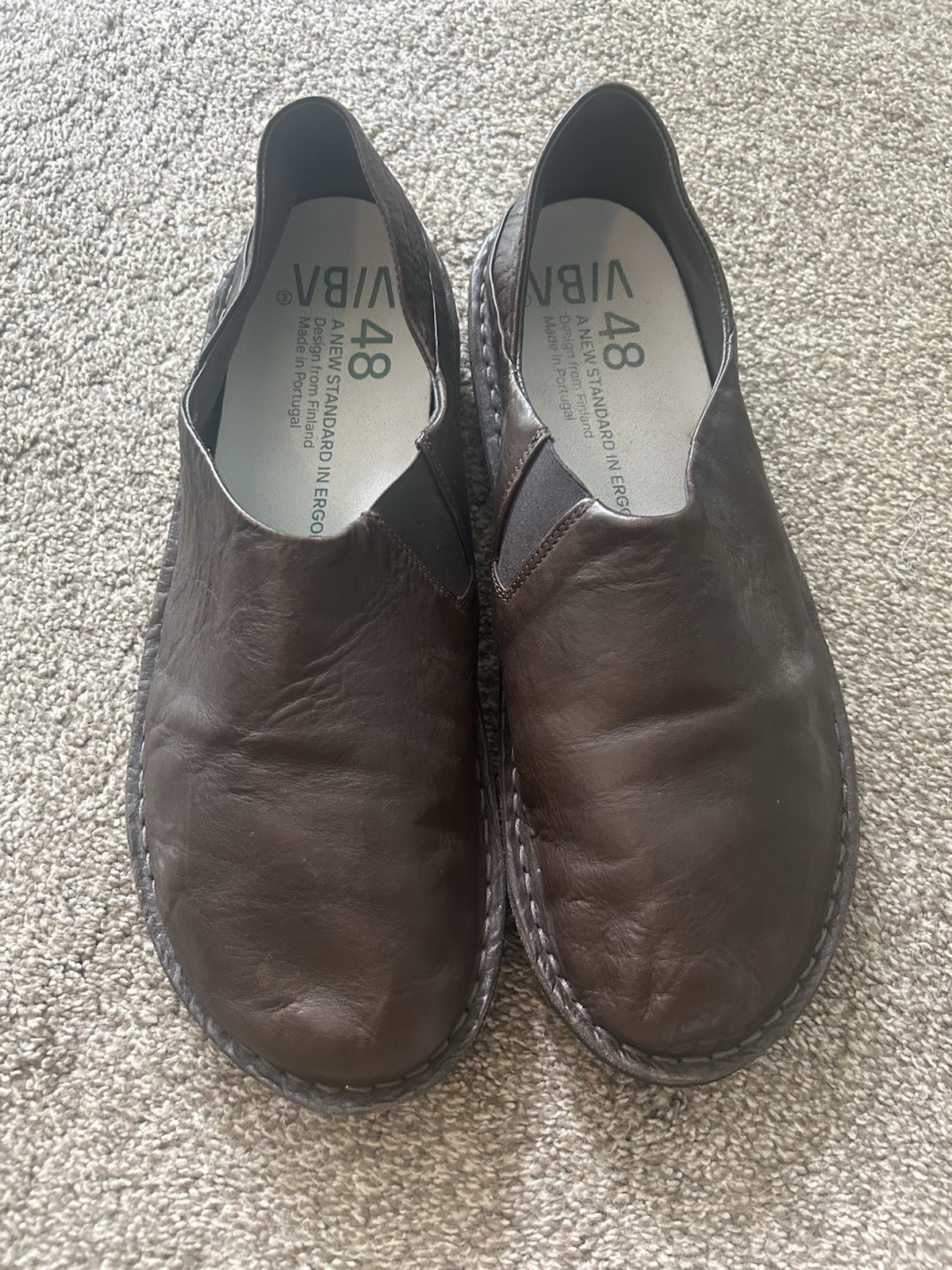 VIBA Zuma Leather Cocoa Brown Slip On Ergonomic Shoes Mens 15 EU 48