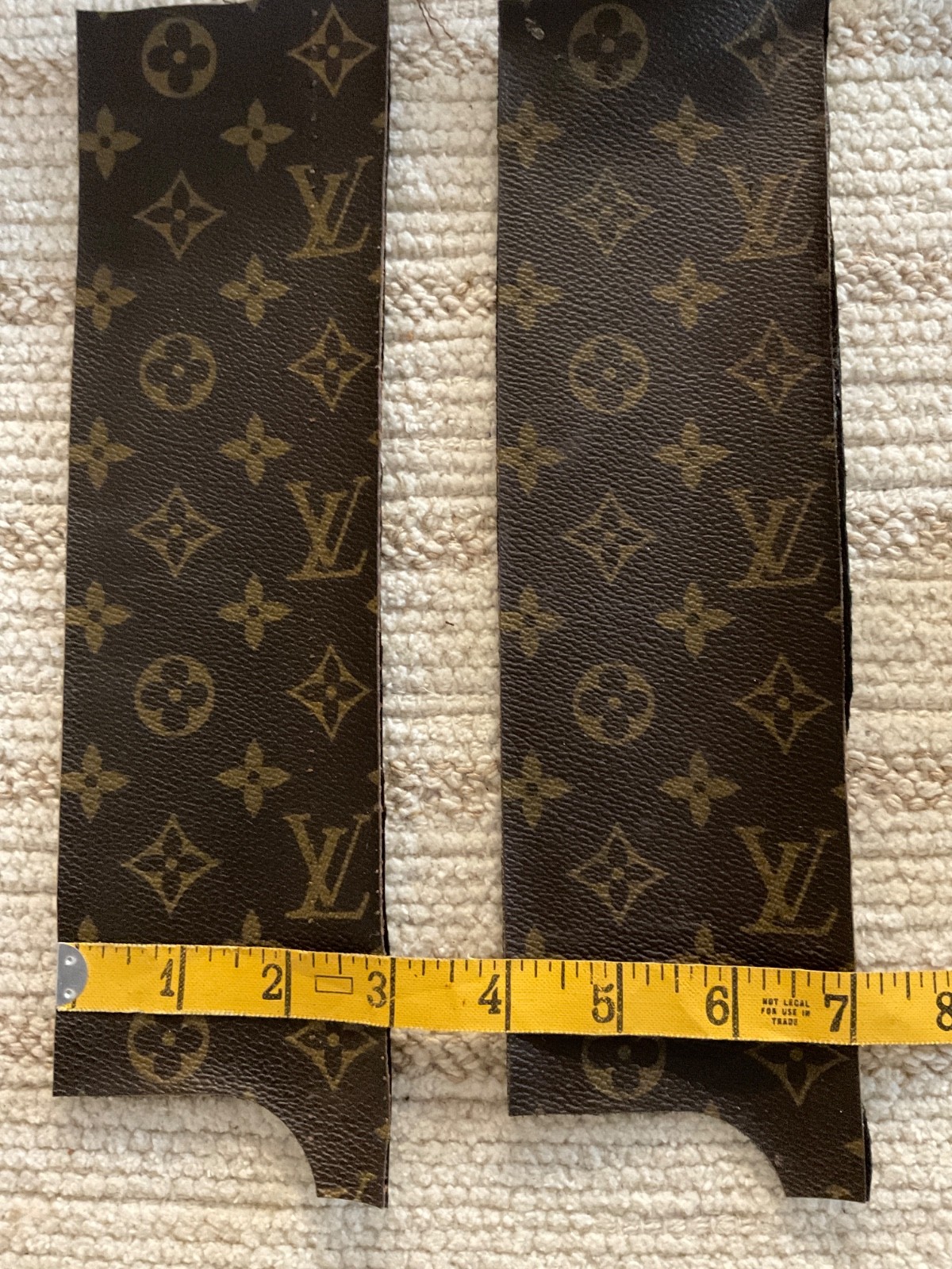 Louie Vuitton Cut Scrap Fabric Material Repair Replace Reuse Crafts lot of 2