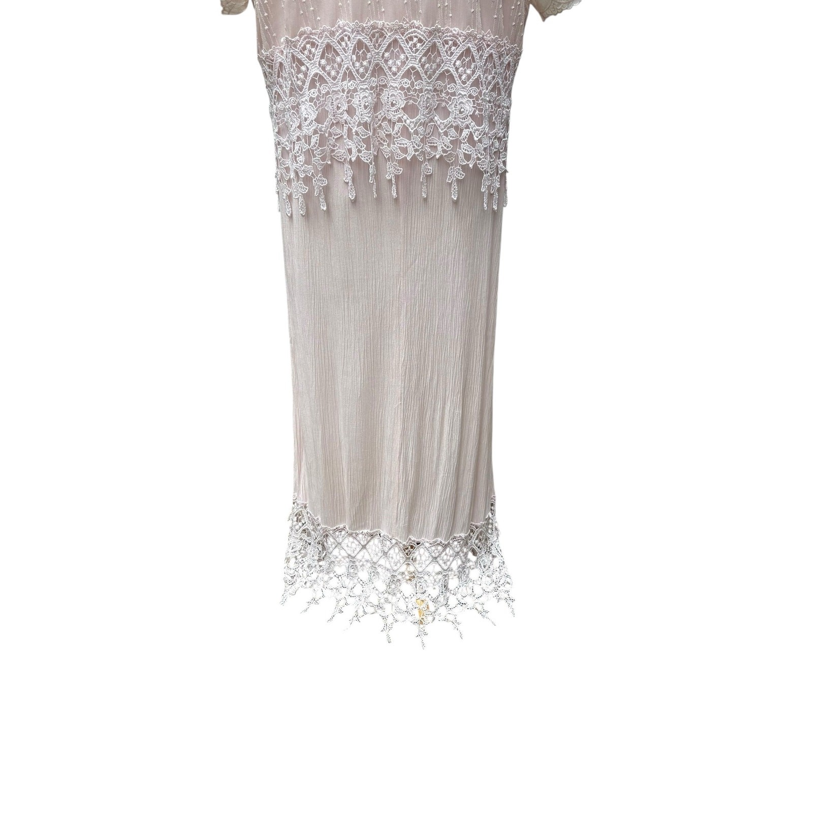 VTG Magnet Art Lynn Yang 2 Piece Set Maxi Dress Top Sz L Pastel Pink Crochet 90s