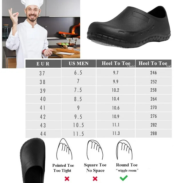 Men Non Slip Work Shoes Waterproof Chef Shoes For Restaurant Oil Resistant Clogs