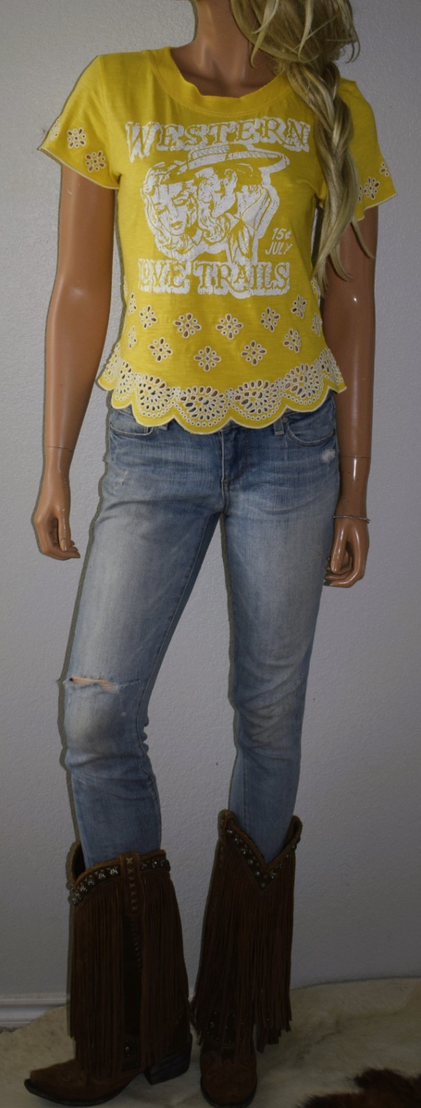 NWT DOUBLE D RANCH Western Love Trails Top X Small