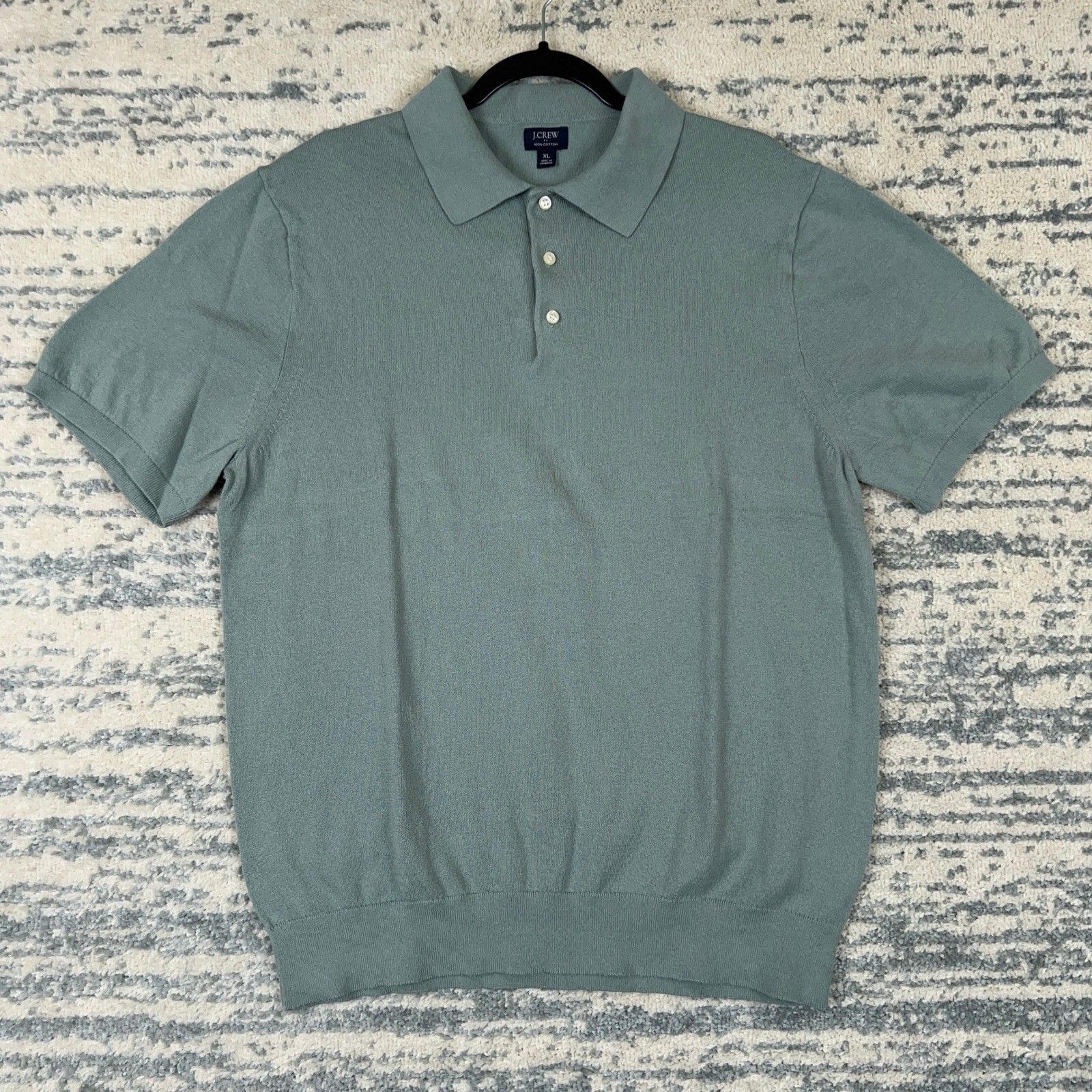 J.Crew Mens Cotton Short Sleeve Sweater Polo Shirt Sage Green BH753 XL SP24
