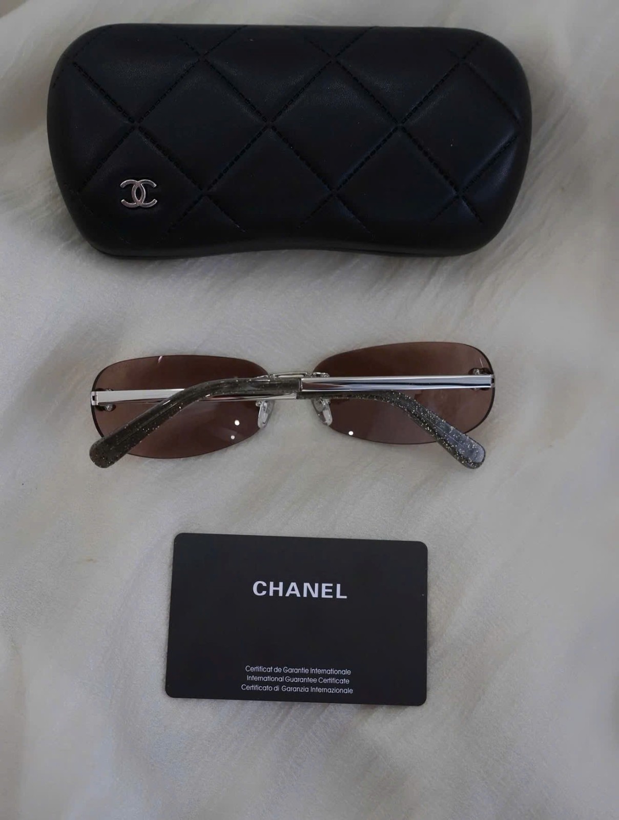 CHANEL A71560 Rimless Shield Sunglasses Brown Lens Women 68-16-145