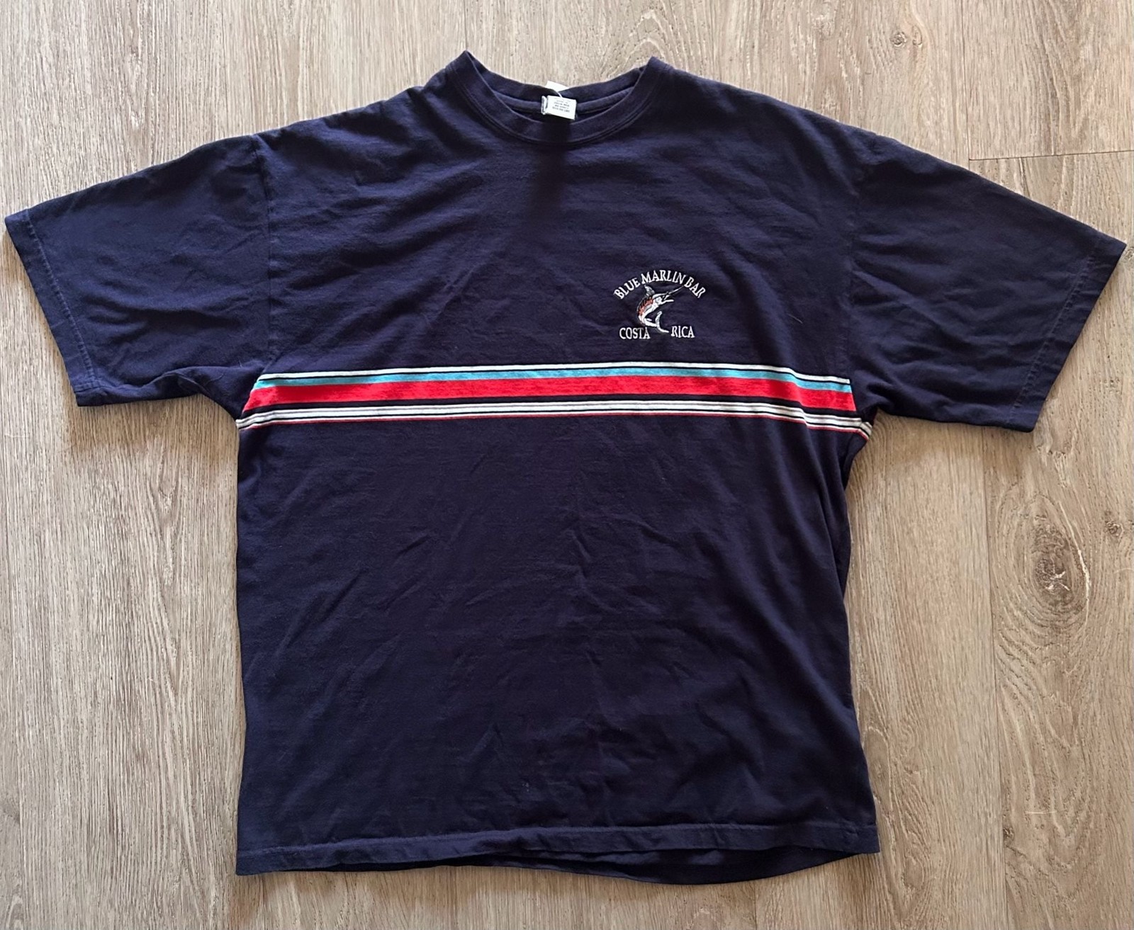 Vintage Gap Blue Marlin Bar Costa Rica Striped Graphic T-Shirt