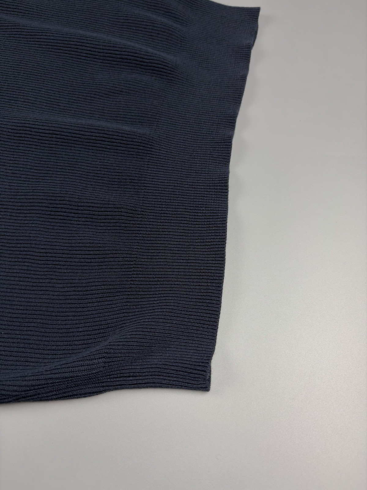 Mens Brunello Cucinelli Cotton Rib Knit Polo Shirt Dark Blue Size 48