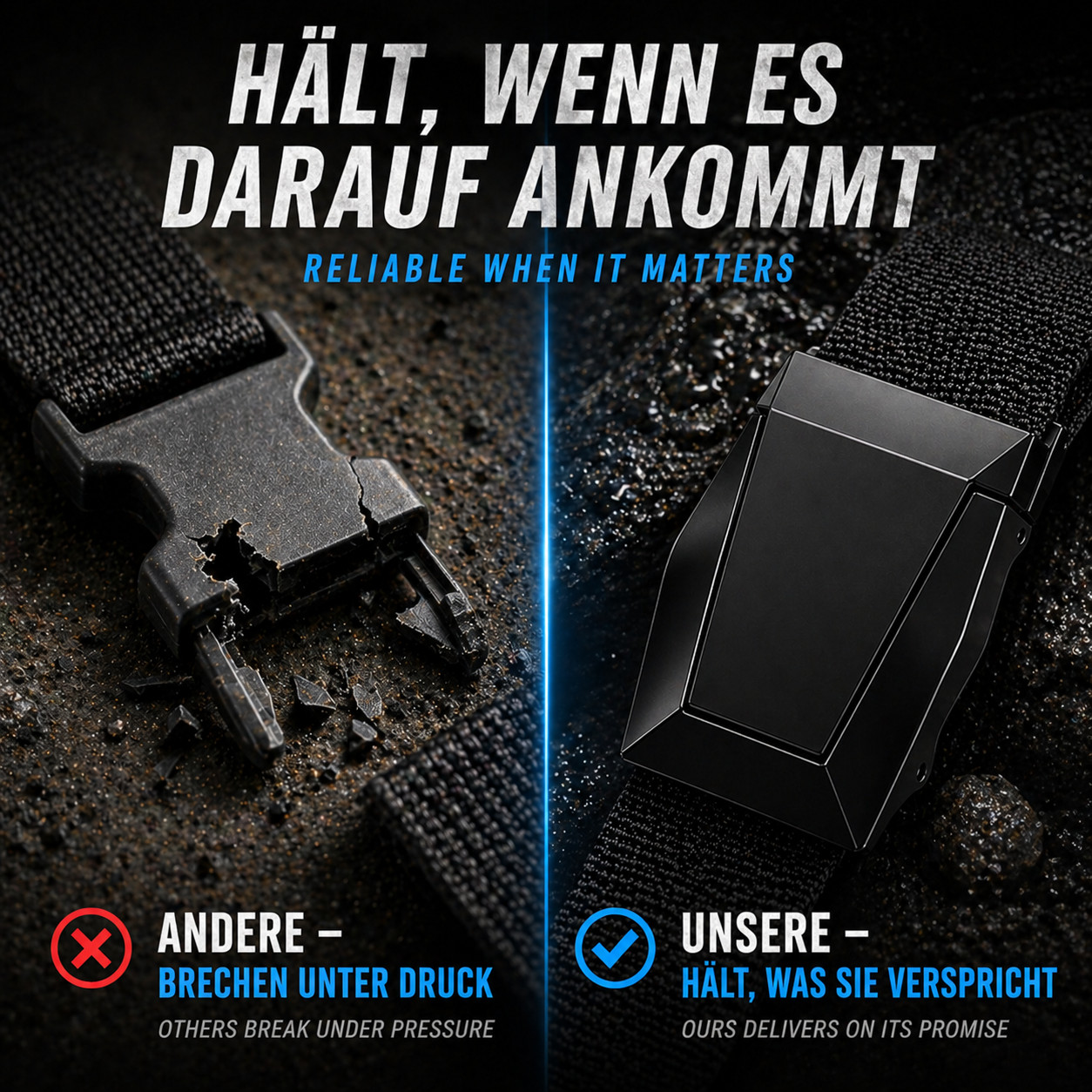 2 Pack Black Buckles, 4cm for Belts and Bags, Tactical Buckle