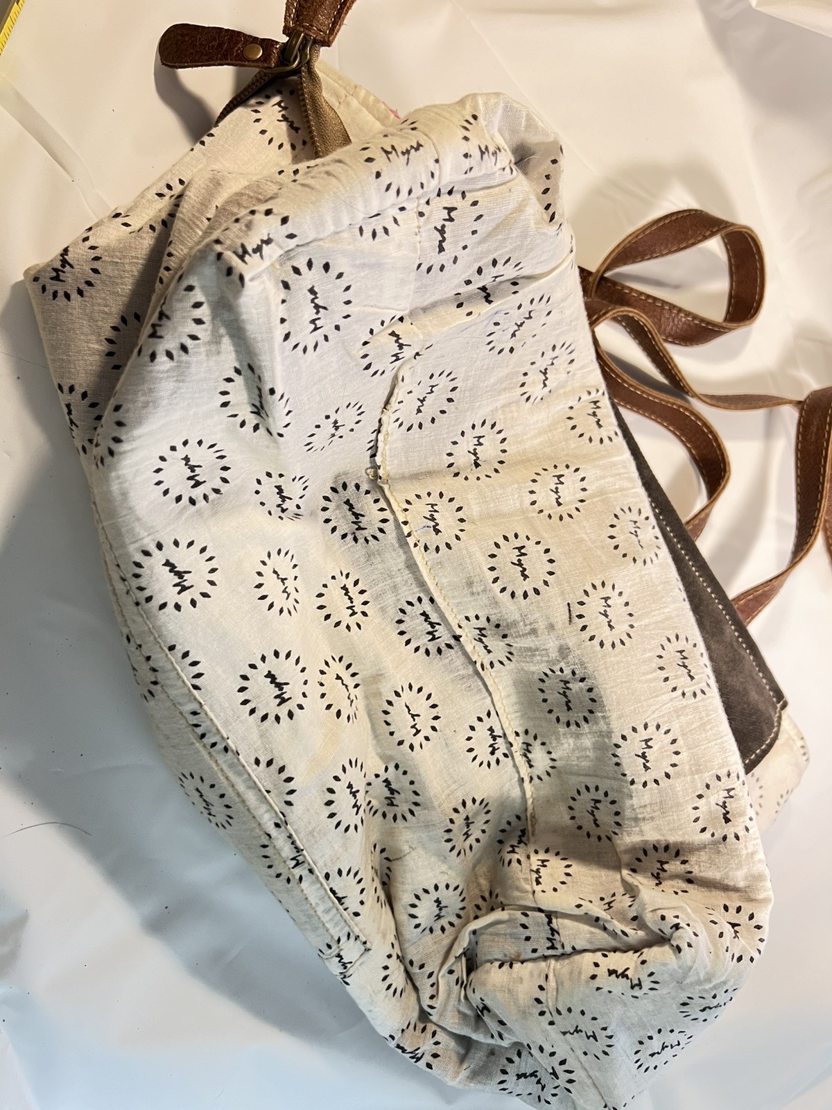 Myra Large Canvas and Leather Purse Shoulder Bag in Pink Floral Flowers