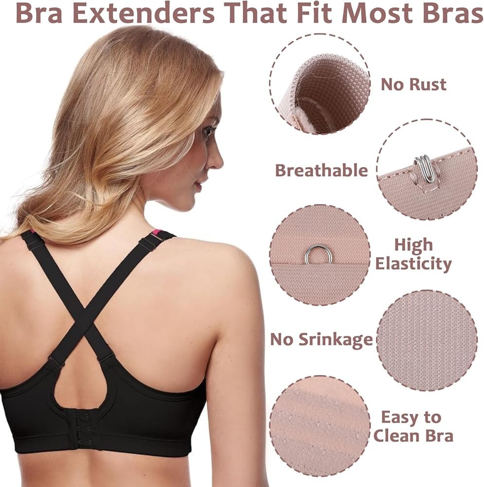 Bra Extender 3-Row (2/3/4 Hook) – Adjustable for Maternity Strapless & Tight Bra