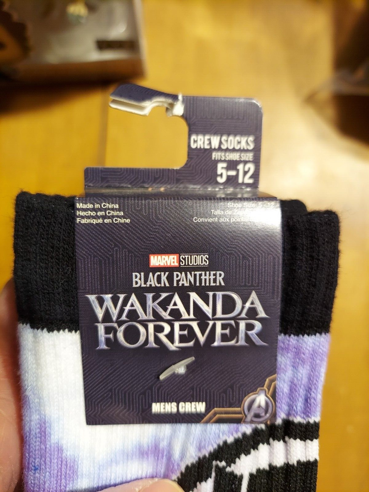 Wakanda Forever Black Panther Mens Crew Socks Shoe Size 5-12 HYP