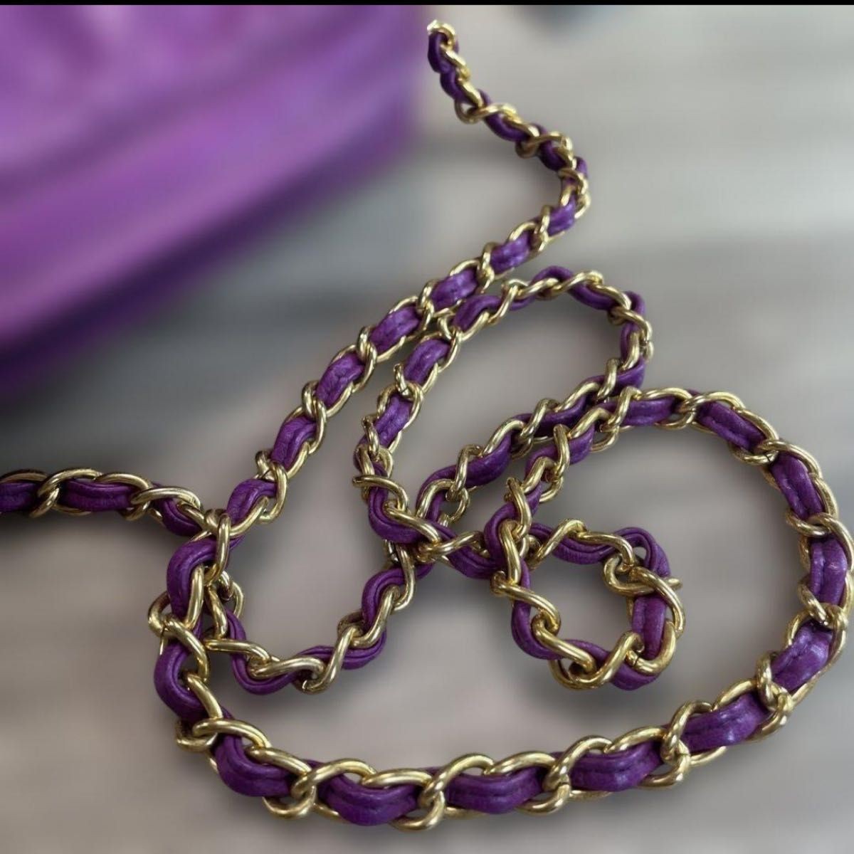 CHANEL Vintage Purple Lambskin Matelasse Tassel Chain Shoulder Bag