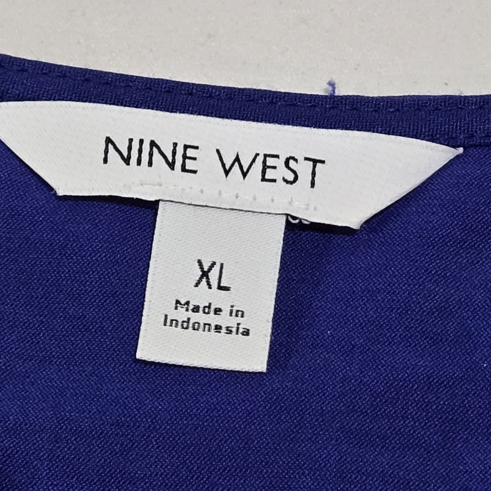 NWT Nine West XL Blue Blouse V-neck Wrap-front Batwing Short Sleeve