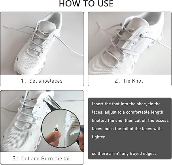 2 or 3 Pairs Elastic Shoe Laces Replacement Laces for on Cloud,Stretch round