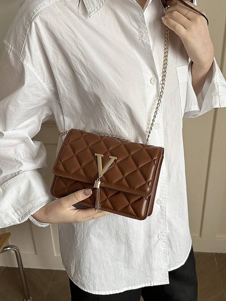 Mini Chevron Flap Square Bag Women Chain Crossbody Adjustable Shoulder Purse
